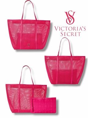 Victoria's Secret Pink Mesh Tote with Matching Pouch